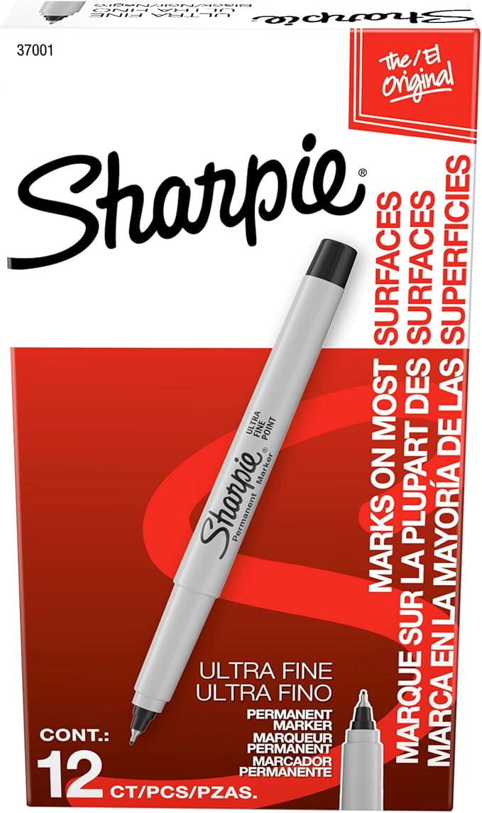 Sharpie Ultra Fine Tip Permanent Markers, Black, 12ct