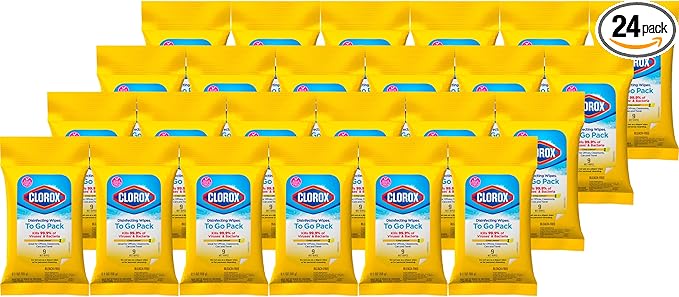 Clorox Travel Wipes, Crisp Lemon, 9ct, 24-Pack