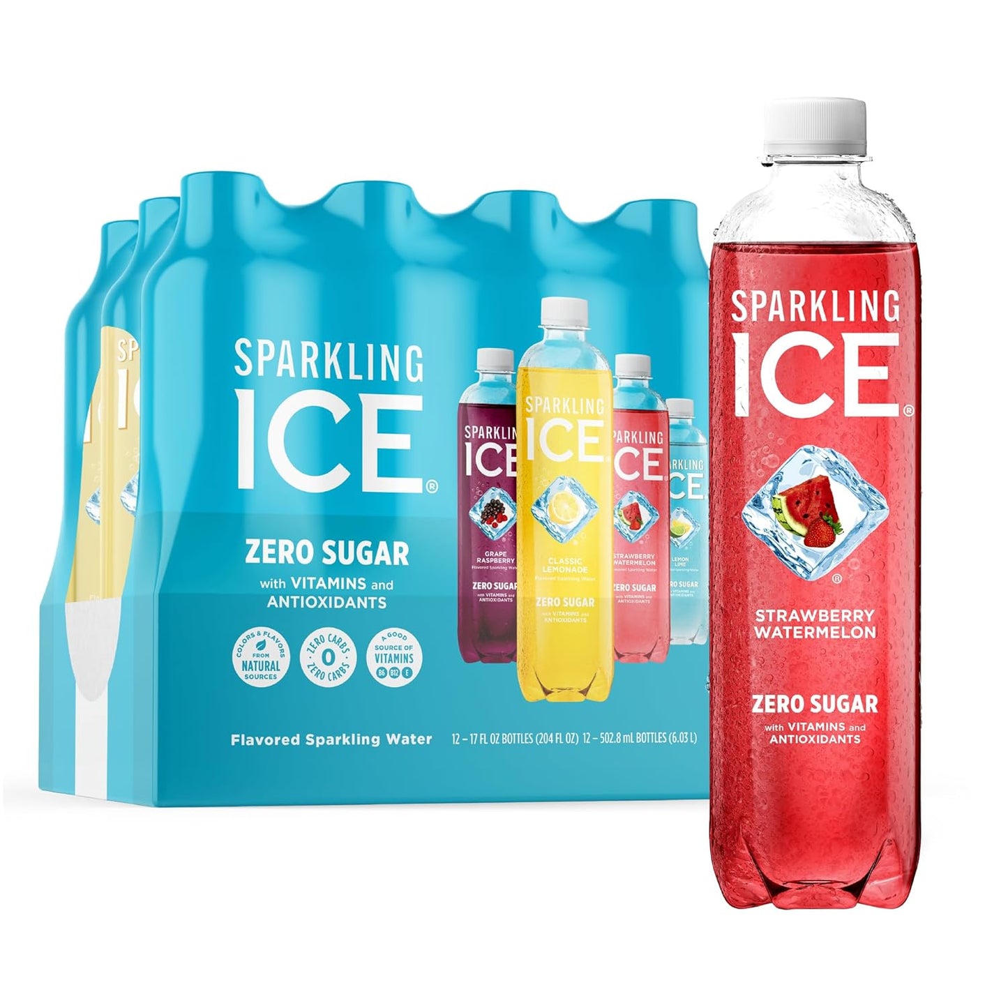 Sparkling Ice Blue Variety Pack, Flavored Sparkling Water 17 fl oz, 12 count NEW