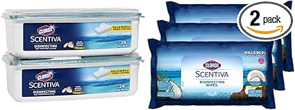 Clorox Scentiva Mopping Cloths + Wipes Bundle, Coconut, 2+3 Pack
