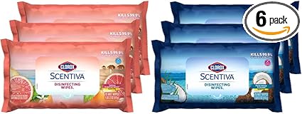 Clorox Scentiva Wipes, Coconut & Grapefruit, 75ct, 6-Pack
