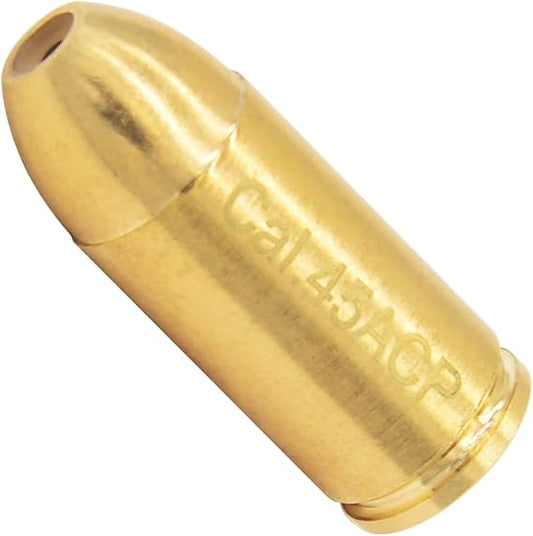 CAL.45ACP/.45 + 9mm Red Dot Laser Brass Bore Sighter Cartridge Boresight Battery
