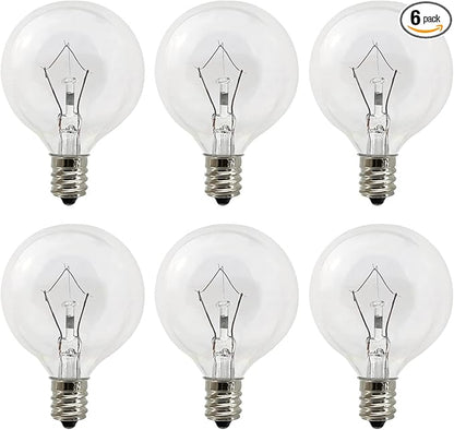 Wax Warmer Bulbs 6 Pack, G50 25 Watt Light Bulbs for Full Size Scentsy Warmers