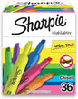 Sharpie Tank Highlighters, Fluorescent & Pastel, Chisel Tip, 36ct