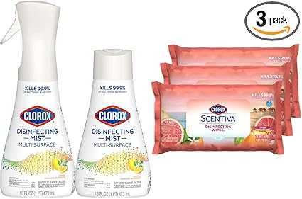 Clorox Mist + Scentiva Wipes Bundle, Coconut, 3x75ct