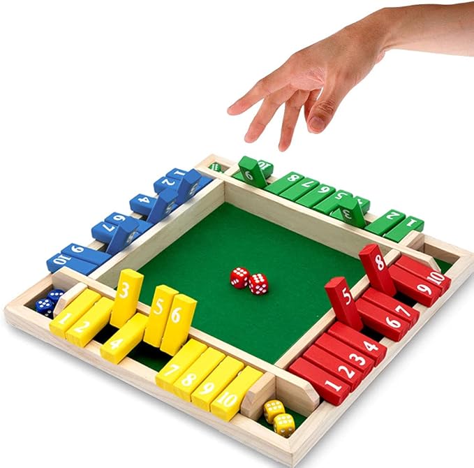 Nicecho Shut The Box Dice Game,2-4 Player Family Wooden Board Table Math