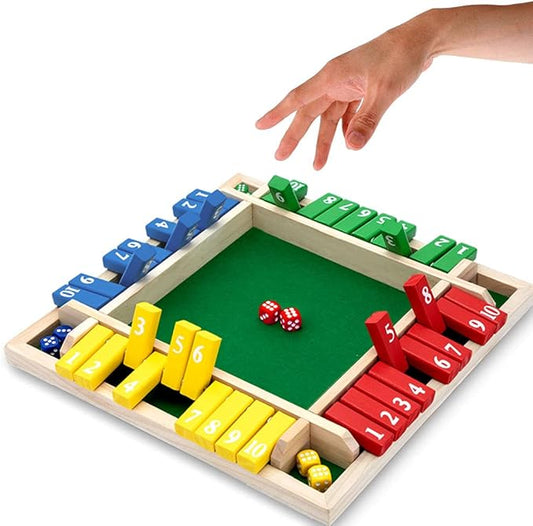 Nicecho Shut The Box Dice Game,2-4 Player Family Wooden Board Table Math