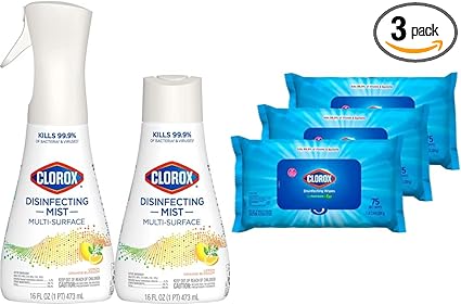 Clorox Mist + Wipes Cleaning Bundle, Lemon Blossom, 3x75ct