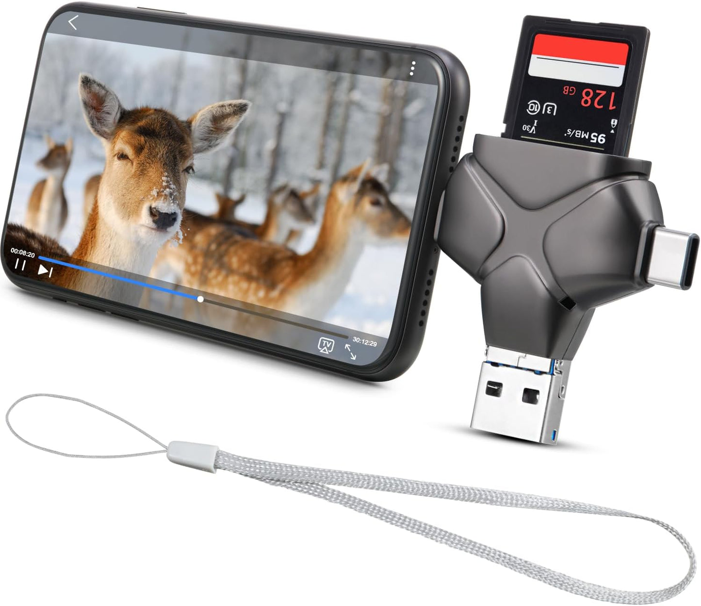 Trail Camera Viewer Memory Card Reader Compatible with /Android/Type C, Me