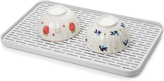 2-Tier Drain Tray, Dish Drainer Drying Rack, Plastic Tea Tray for Cup Bowl Fruit