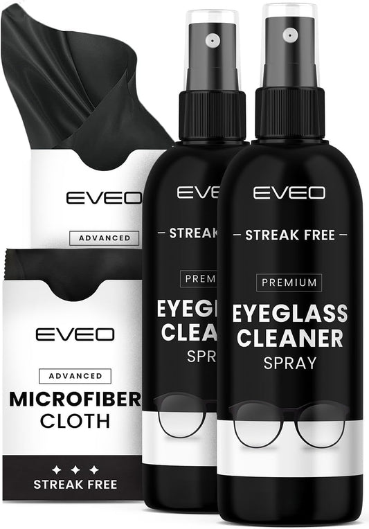 EVEO Eyeglass Cleaner Spray - Screen & Eye Glasses Kit - 8oz (4oz x 2)