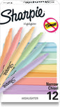 Sharpie Pocket Highlighters, Pastel Colors, Chisel Tip, 12ct