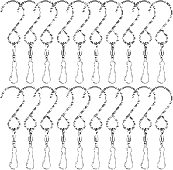 20 Pack Swivel Hooks Clips Wind Spinner S Hook Clips Hanging Clips Wind Chimes
