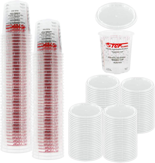 tcp Global Full Case Of 100 Quart 32oz Paint Mixing Cups With 50 Lids Cups Ar