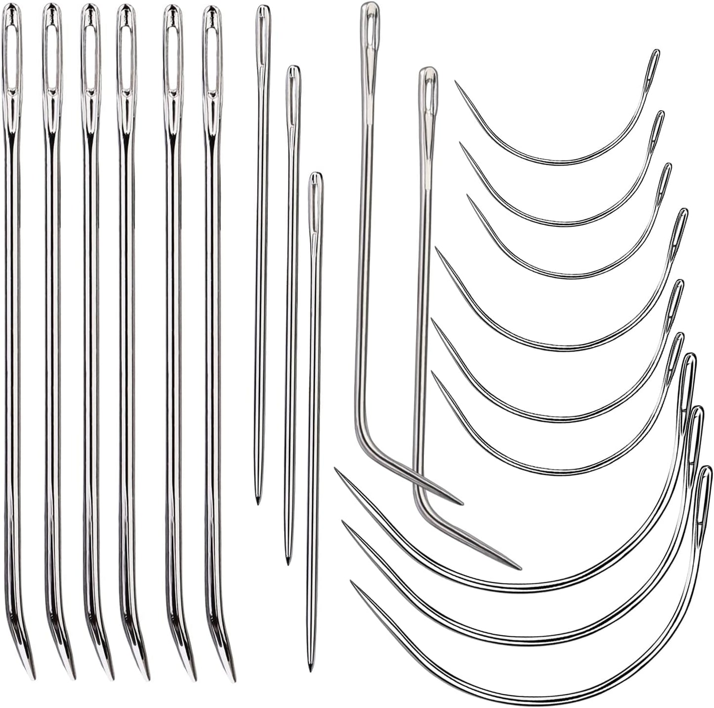 20 Leather Sewing Needles Heavy Duty Kit Curved Sack Hand Upholstery Canvas Rugs