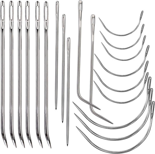 20 Leather Sewing Needles Heavy Duty Kit Curved Sack Hand Upholstery Canvas Rugs