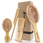 Bamboo Paddle Hairbrush with Bristles for Scalp Massage - Eco-Friendly Design