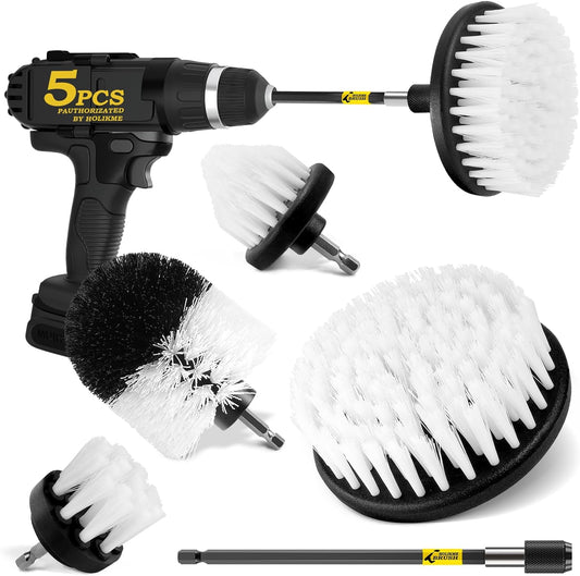 5Pack Drill Brush Attachment Set-Car Interior Detailing Kit，Power Scrubber Brush