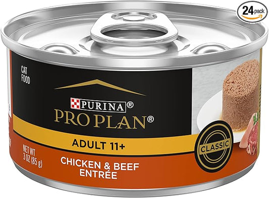 Purina Pro Plan Senior 11+ Chicken & Beef Pâté, 3oz, 24 Cans