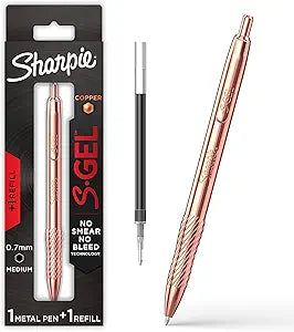 Sharpie S-Gel Pen, Copper Metal Body + Refill, Medium Point, 1ct