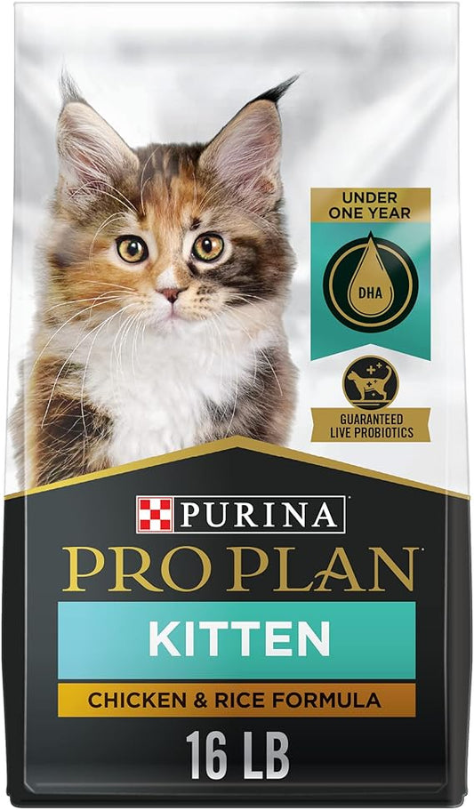 Purina Pro Plan Kitten Dry Food, Chicken & Rice with Probiotics, 16lb