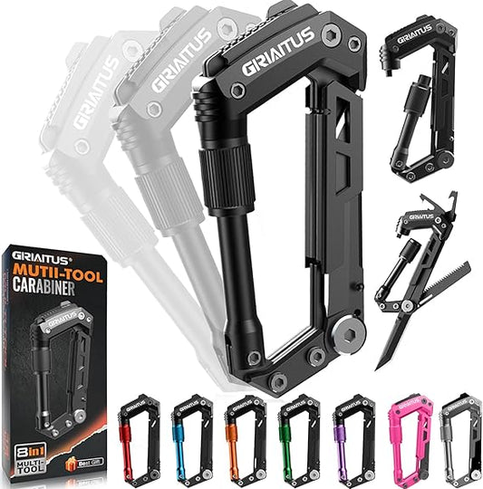 8-in-1 Carabiner Multitool with Knife (Black)