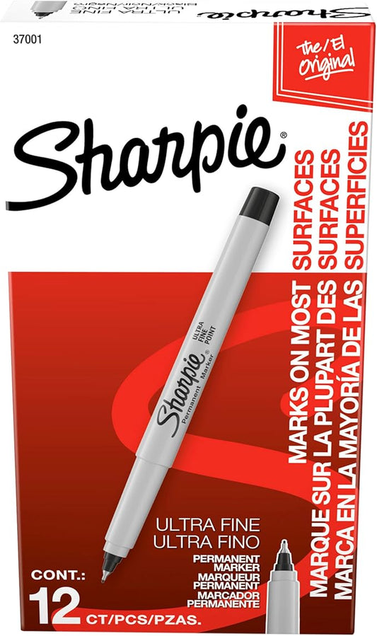Sharpie Ultra Fine Tip Permanent Markers, Black, 12ct