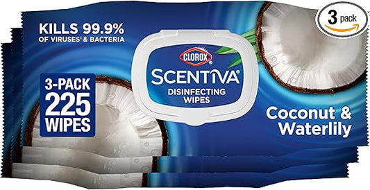 Clorox Scentiva Wipes, Coconut, 75ct, 3-Pack