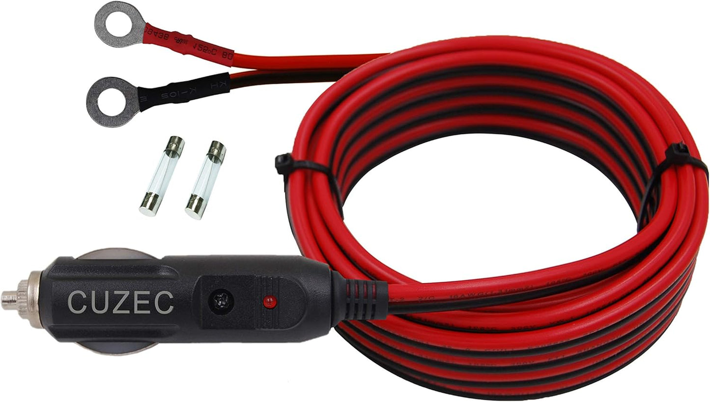 Heavy Duty 15A Male Plug Cigarette Lighter Adapter Power Supply Cord with 10.5Ft