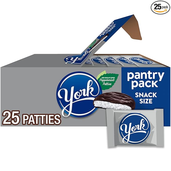 YORK Dark Chocolate Snack Size Peppermint Patties, Candy Pantry Packs, 15 oz (25