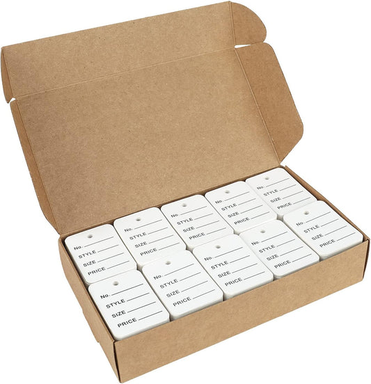 1000pcs Price Tags, White Clothing Tags for Retail, Small Kraft Paper Tags for L