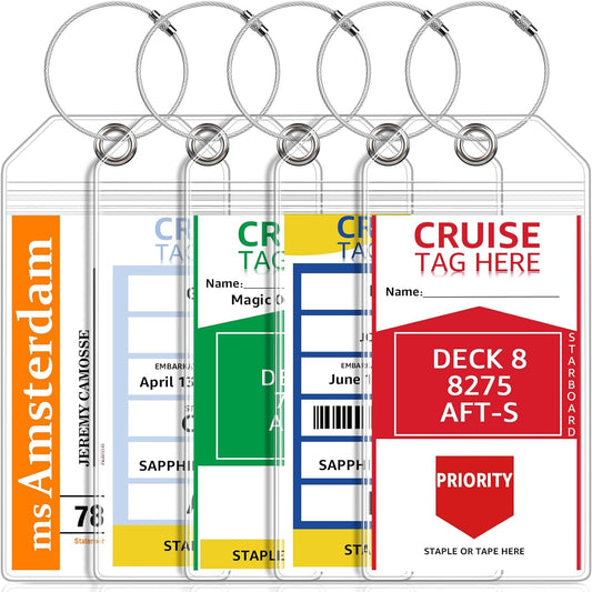 5 Pack Cruise Luggage Tag Holders for Carnival NCL Princess MSC Cruise Ships