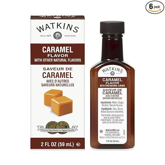 Watkins Caramel Flavor, 2 oz. Bottles, Pack of 6 (Packaging May Vary)