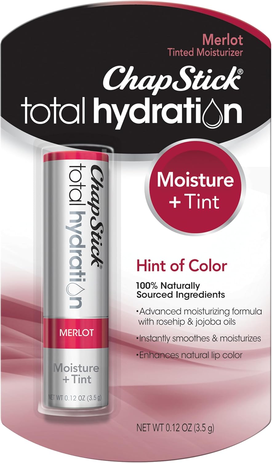 ChapStick Total Hydration Moisture + Tint Merlot Tinted Lip Balm Tube (0.12oz) M