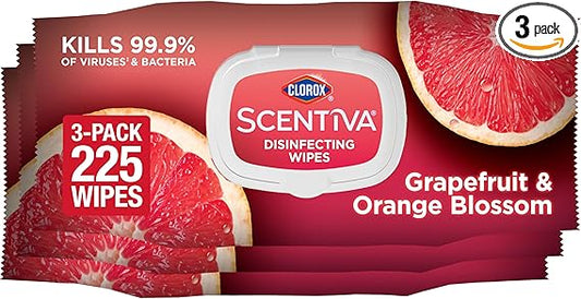 Clorox Scentiva Wipes, Grapefruit, 75ct, 3-Pack