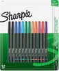 Sharpie Felt Tip Pens, Assorted Colors, Fine Point (0.4mm), 12ct