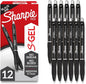 Sharpie S-Gel Pens, Black Barrel, Black Ink, Medium Point, 12ct