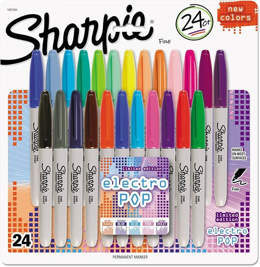 Sharpie Electro Pop Permanent Markers, Fine Tip, 24ct