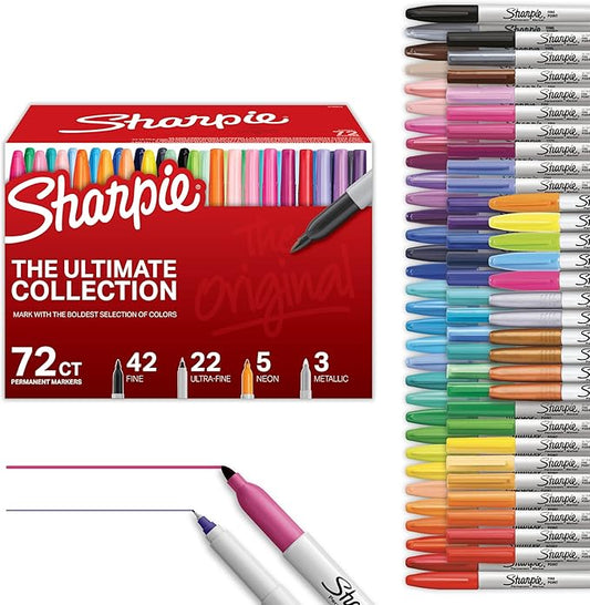 Sharpie Permanent Markers Ultimate Set, Fine & Ultra-Fine Tips, 72ct