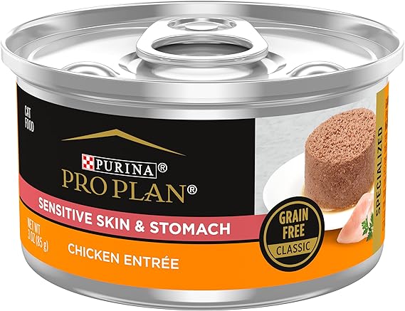 Purina Pro Plan Sensitive Skin & Stomach Chicken Pâté, 3oz, 24 Cans
