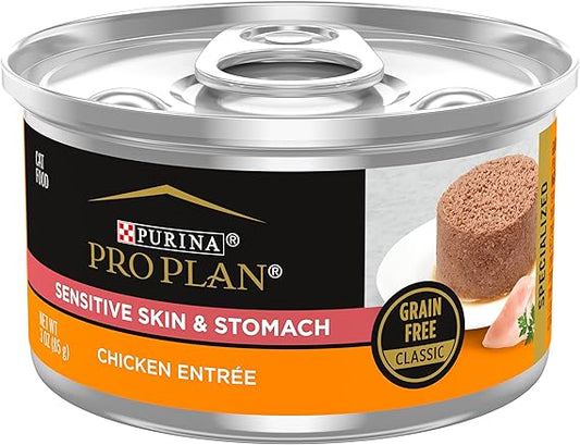 Purina Pro Plan Sensitive Skin & Stomach Chicken Pâté, 3oz, 24 Cans