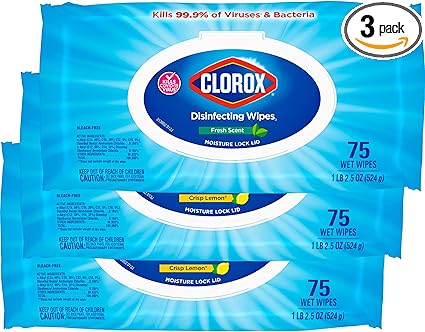 Clorox Wipes, Bleach-Free, Fresh Scent, 75ct, 3-Pack