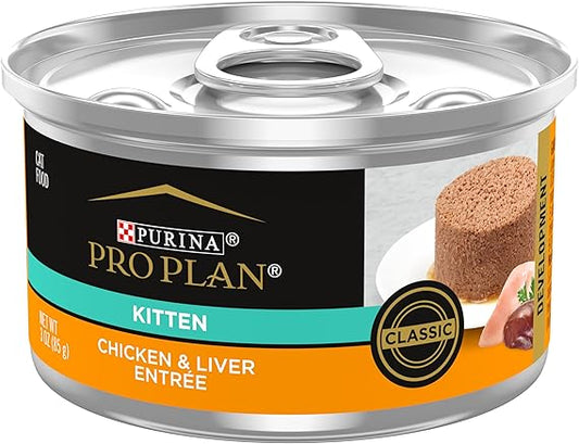 Purina Pro Plan Kitten Chicken & Liver Pâté, 3oz, 24 Cans