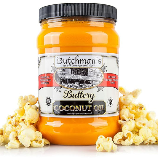 Dutchman’s Popcorn Coconut Oil | Butter Flavored Oil, 30oz Jar - Colored with Na