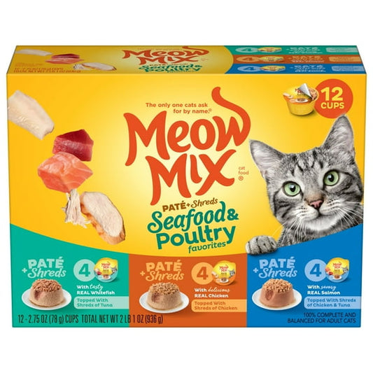 Pate Toppers Seafood & Poultry Variety Pack Wet Cat Food, 12 Cups